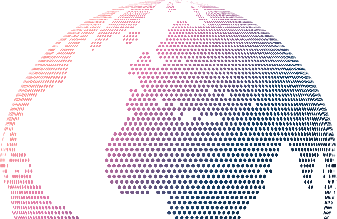 Gradient globe representing worldwide design quality